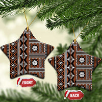 Fiji Masi Tapa Pattern Orange Ceramic Ornament - Polynesian Pride