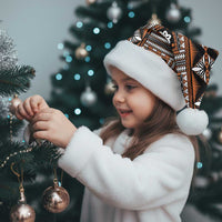 Fiji Masi Tapa Pattern Orange Christmas Santa Hat - Polynesian Pride