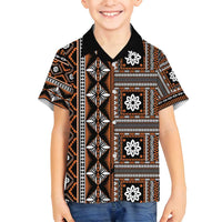 Fiji Masi Tapa Pattern Orange Family Matching Puletasi and Hawaiian Shirt - Polynesian Pride