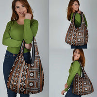 Fiji Masi Tapa Pattern Orange Grocery Bag - Polynesian Pride