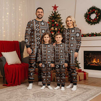 Fiji Masi Tapa Pattern Orange Christmas Pajama Set - Polynesian Pride