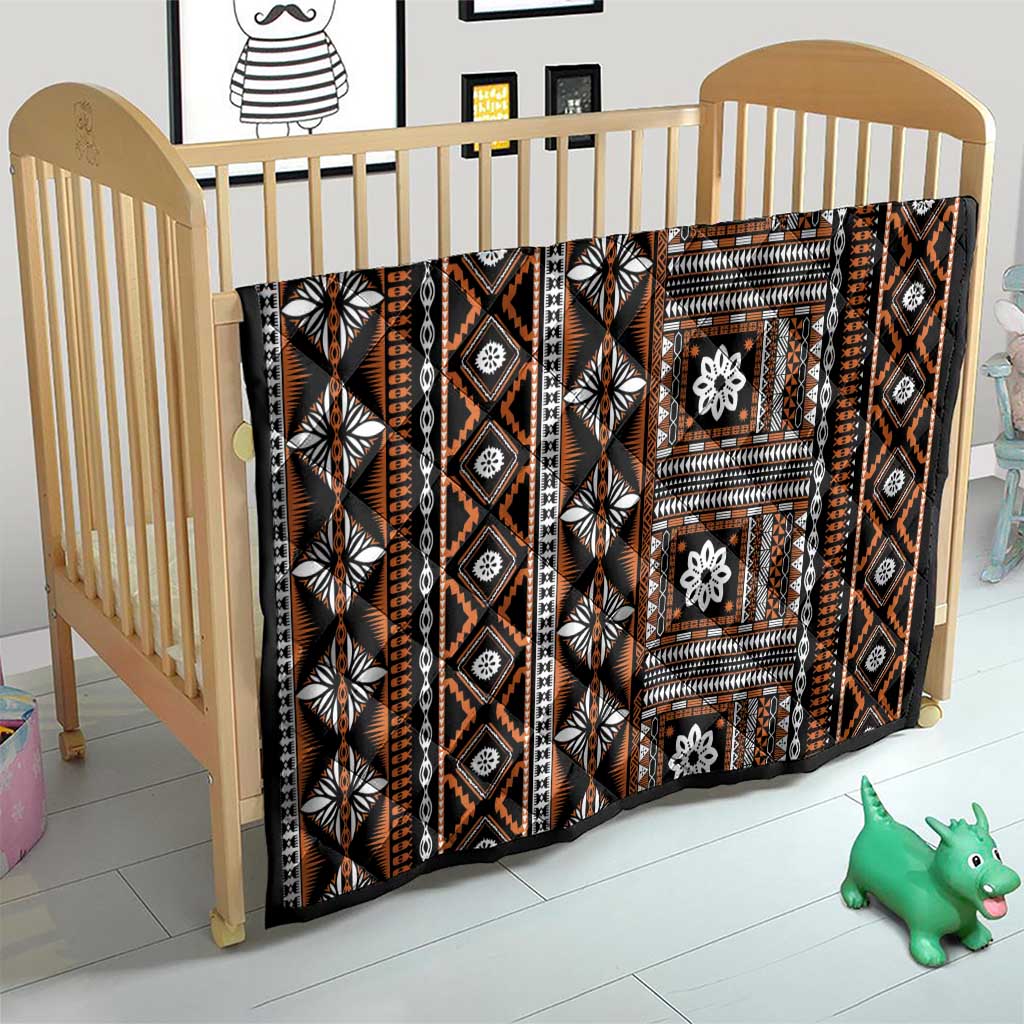 Fiji Masi Tapa Pattern Orange Quilt - Polynesian Pride