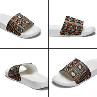 Fiji Masi Tapa Pattern Orange Slide Sandals - Polynesian Pride