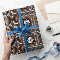 Fiji Masi Tapa Pattern Orange Wrapping Paper - Polynesian Pride