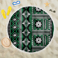 Fiji Masi Tapa Pattern Green Beach Blanket - Polynesian Pride