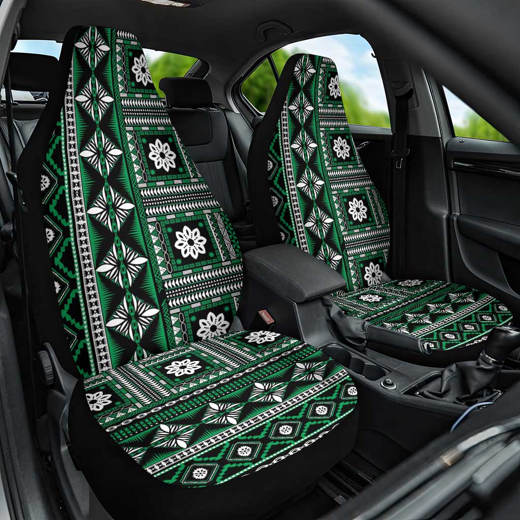 Fiji Masi Tapa Pattern Green Car Seat Cover - Polynesian Pride
