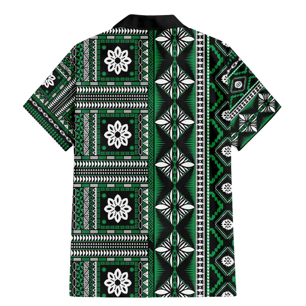 Fiji Masi Tapa Pattern Green Family Matching Mermaid Dress and Hawaiian Shirt LT01 - Polynesian Pride
