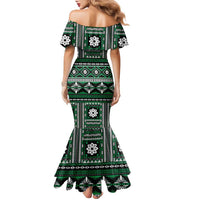 Fiji Masi Tapa Pattern Green Family Matching Mermaid Dress and Hawaiian Shirt LT01 - Polynesian Pride