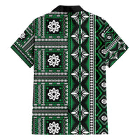 Fiji Masi Tapa Pattern Green Family Matching Tank Maxi Dress and Hawaiian Shirt LT01 - Polynesian Pride