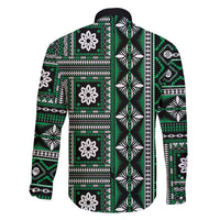Fiji Masi Tapa Pattern Green Family Matching Tank Maxi Dress and Hawaiian Shirt LT01 - Polynesian Pride