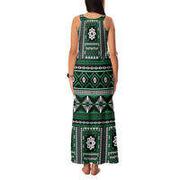 Fiji Masi Tapa Pattern Green Family Matching Tank Maxi Dress and Hawaiian Shirt LT01 - Polynesian Pride