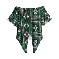 Fiji Masi Tapa Pattern Green Off Shoulder Wrap Waist Top LT01 Green - Polynesian Pride
