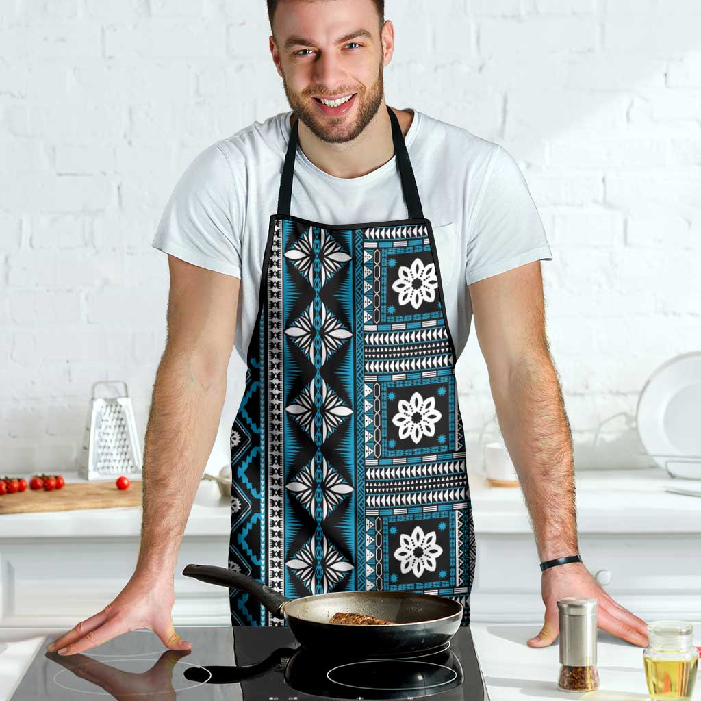 Fiji Masi Tapa Pattern Blue Apron - Polynesian Pride
