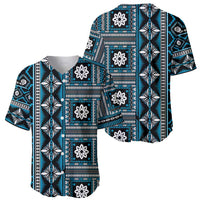 Fiji Masi Tapa Pattern Blue Baseball Jersey - Polynesian Pride