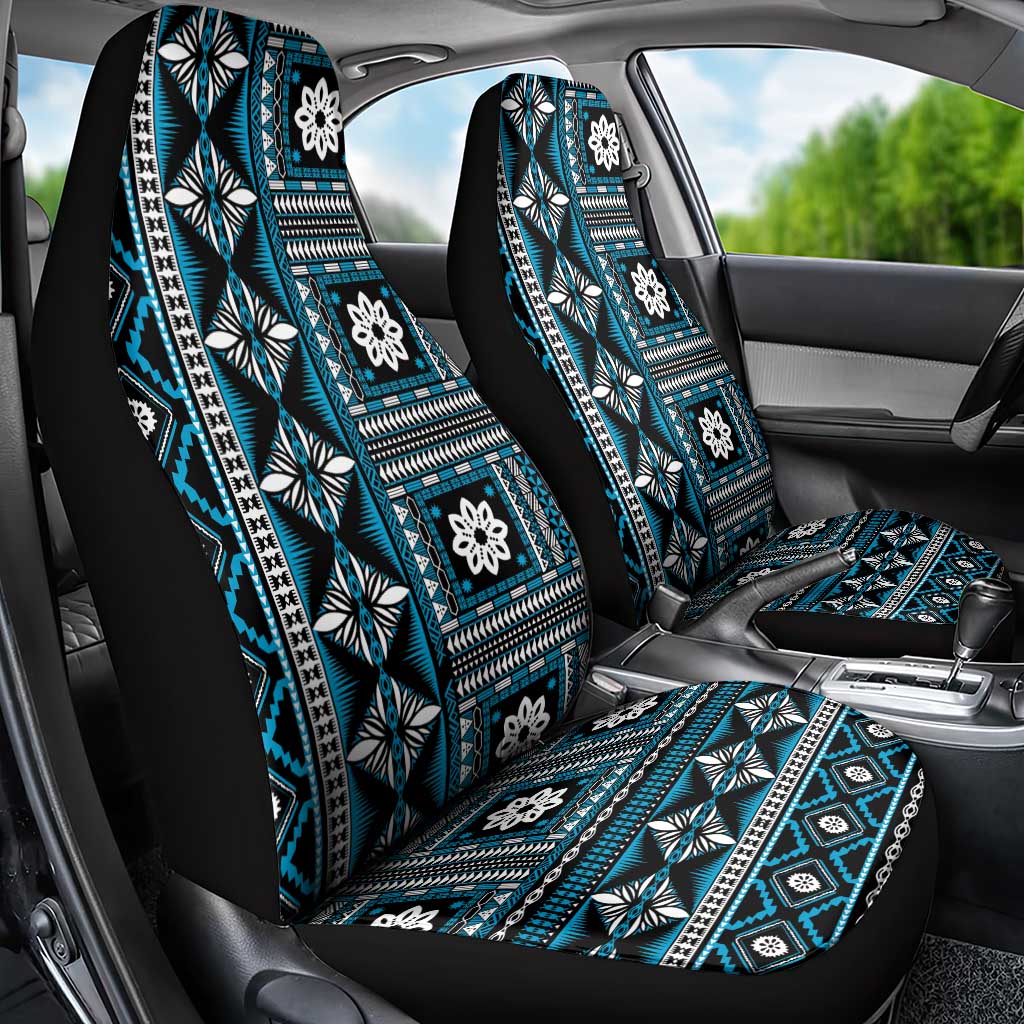 Fiji Masi Tapa Pattern Blue Car Seat Cover - Polynesian Pride