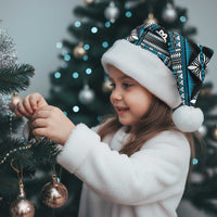 Fiji Masi Tapa Pattern Blue Christmas Santa Hat - Polynesian Pride