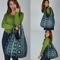 Fiji Masi Tapa Pattern Blue Grocery Bag - Polynesian Pride