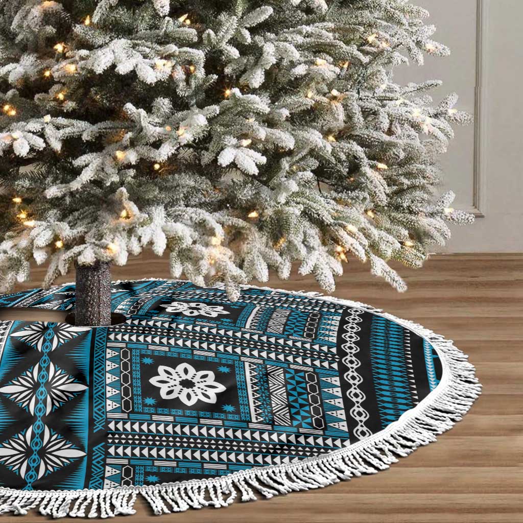 Fiji Masi Tapa Pattern Blue Tree Skirt - Polynesian Pride