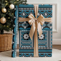 Fiji Masi Tapa Pattern Blue Wrapping Paper - Polynesian Pride