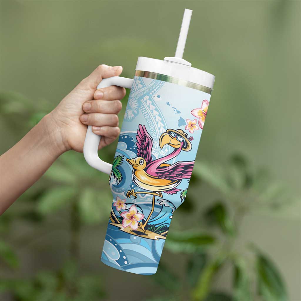 Hawaii Flamingo Tumbler With Handle Plumeria Tropical Beach LT01 - Polynesian Pride