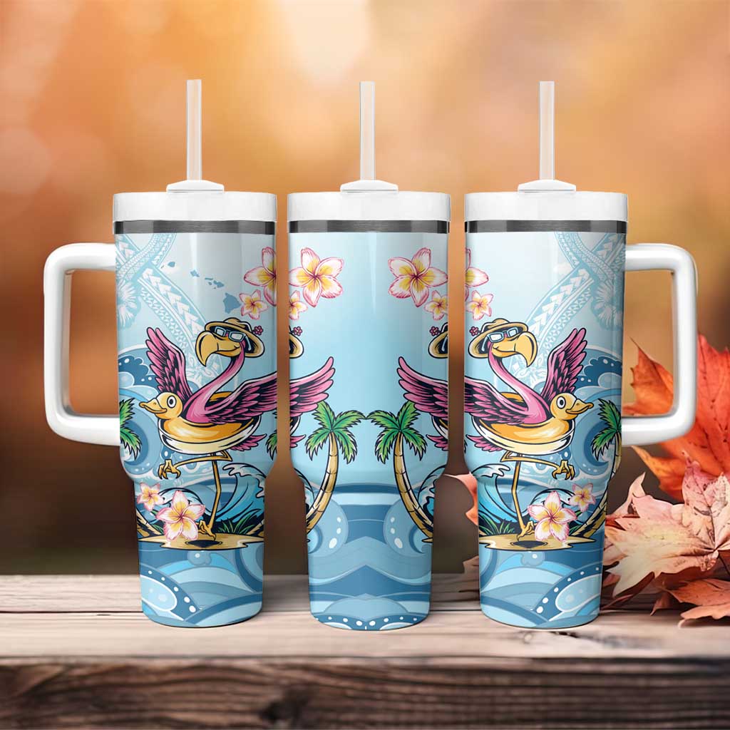 Hawaii Flamingo Tumbler With Handle Plumeria Tropical Beach LT01 - Polynesian Pride