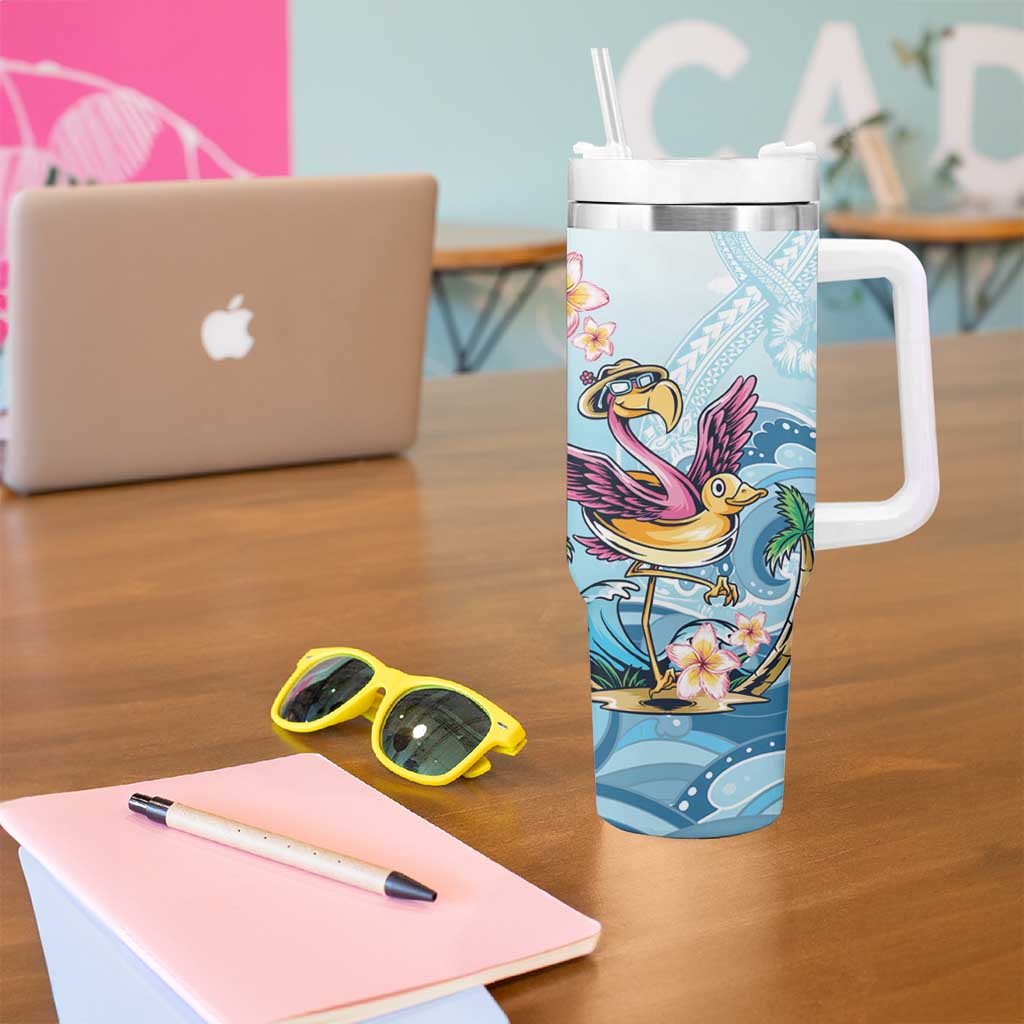 Hawaii Flamingo Tumbler With Handle Plumeria Tropical Beach LT01 - Polynesian Pride
