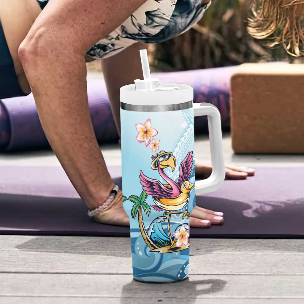 Hawaii Flamingo Tumbler With Handle Plumeria Tropical Beach LT01 - Polynesian Pride