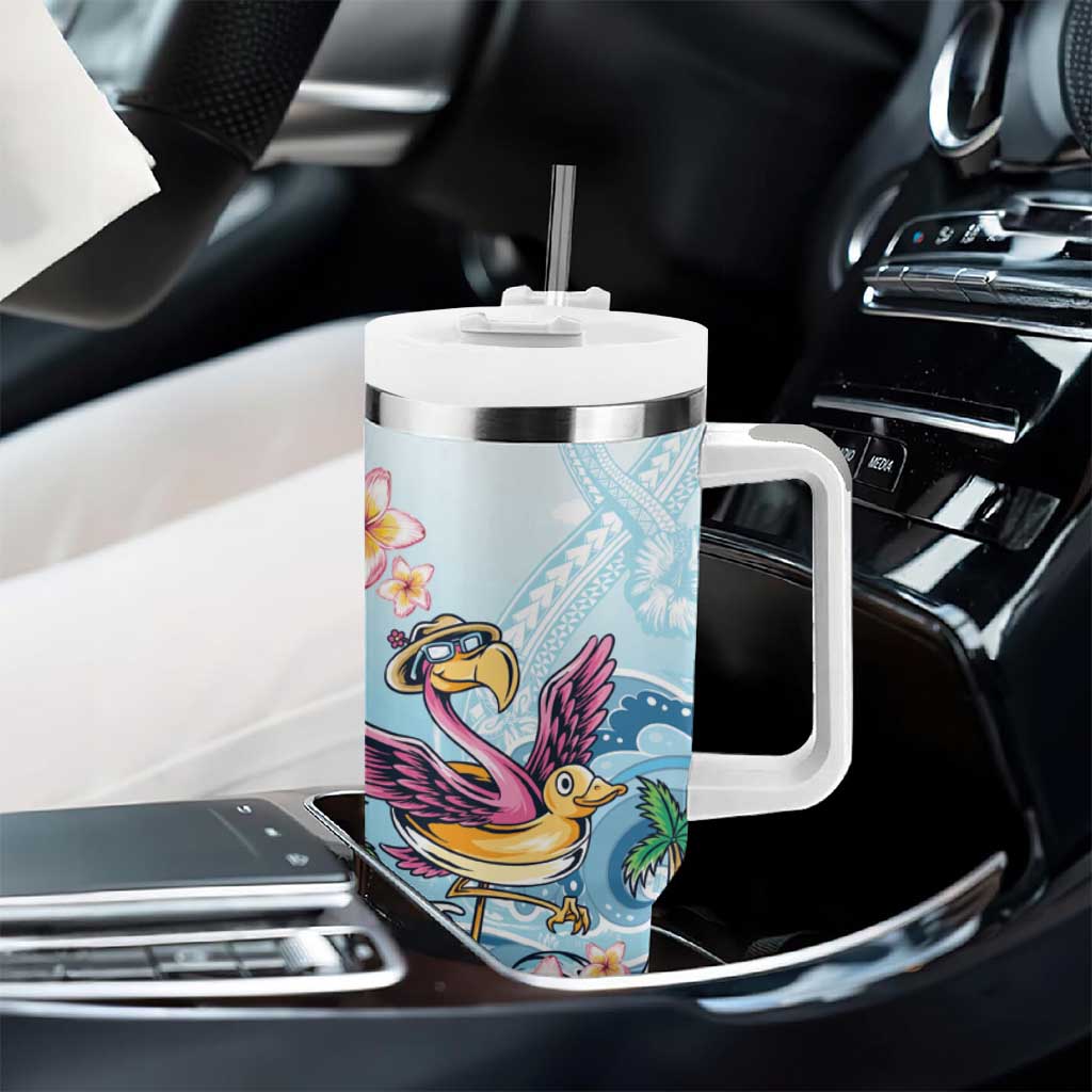 Hawaii Flamingo Tumbler With Handle Plumeria Tropical Beach LT01 - Polynesian Pride