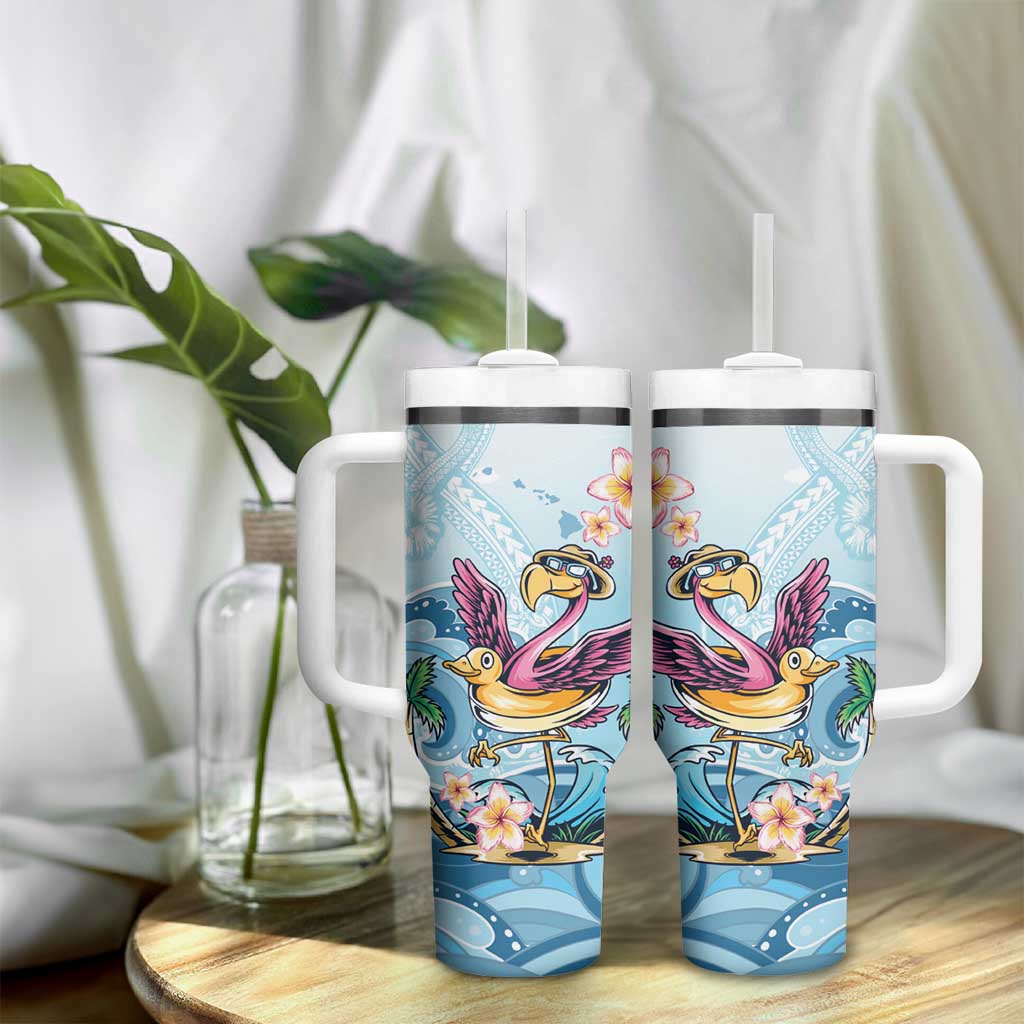 Hawaii Flamingo Tumbler With Handle Plumeria Tropical Beach LT01 - Polynesian Pride