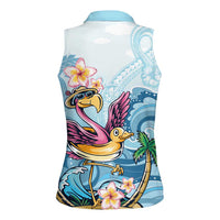 Hawaii Flamingo Women Sleeveless Polo Shirt Plumeria Tropical Beach LT01 - Polynesian Pride