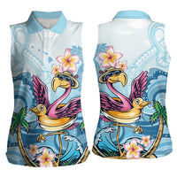 Hawaii Flamingo Women Sleeveless Polo Shirt Plumeria Tropical Beach LT01 - Polynesian Pride