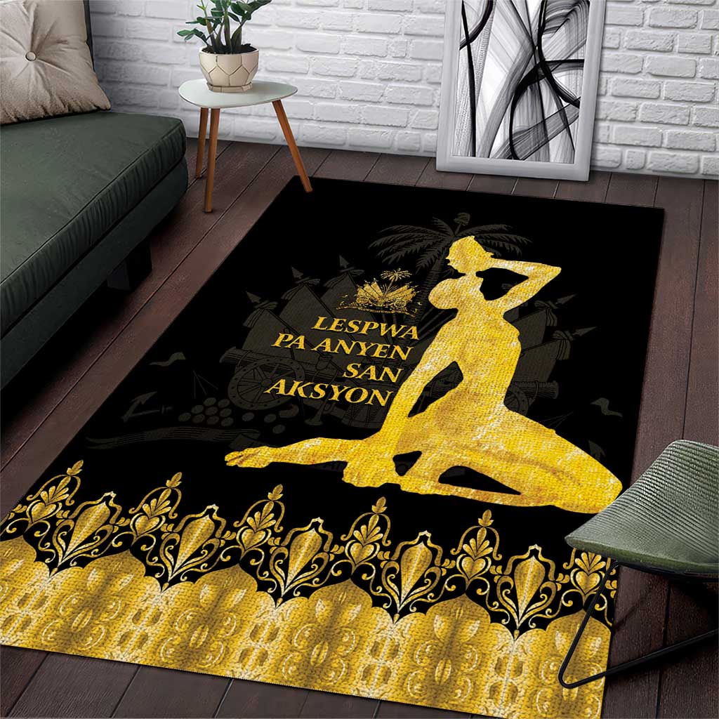 Haiti Neg Marron Gold Area Rug Lespwa pa anyen san aksyon LT01 Gold - Polynesian Pride