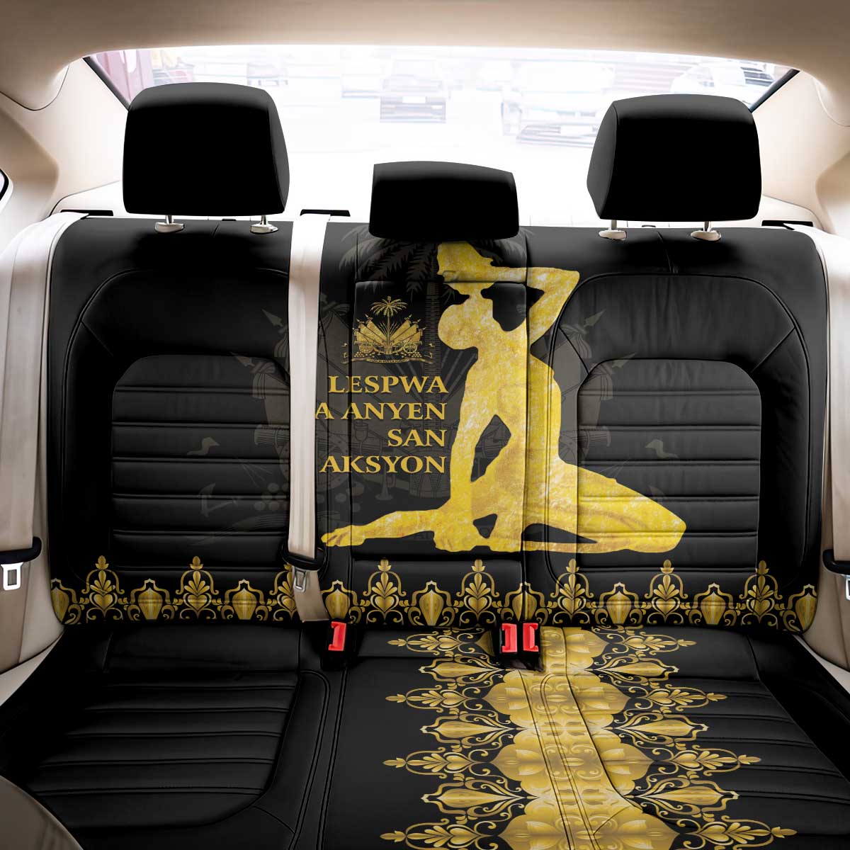 Haiti Neg Marron Gold Back Car Seat Cover Lespwa pa anyen san aksyon LT01 - Polynesian Pride