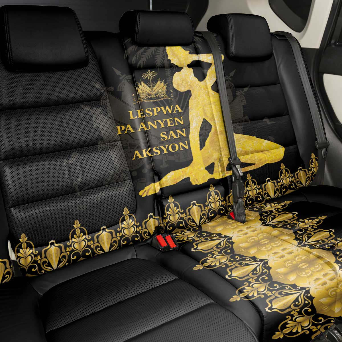 Haiti Neg Marron Gold Back Car Seat Cover Lespwa pa anyen san aksyon LT01 - Polynesian Pride
