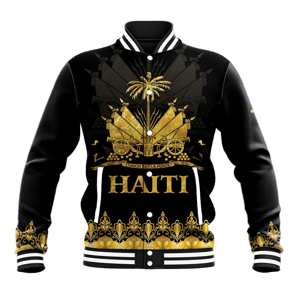 Haiti Neg Marron Gold Baseball Jacket Lespwa pa anyen san aksyon