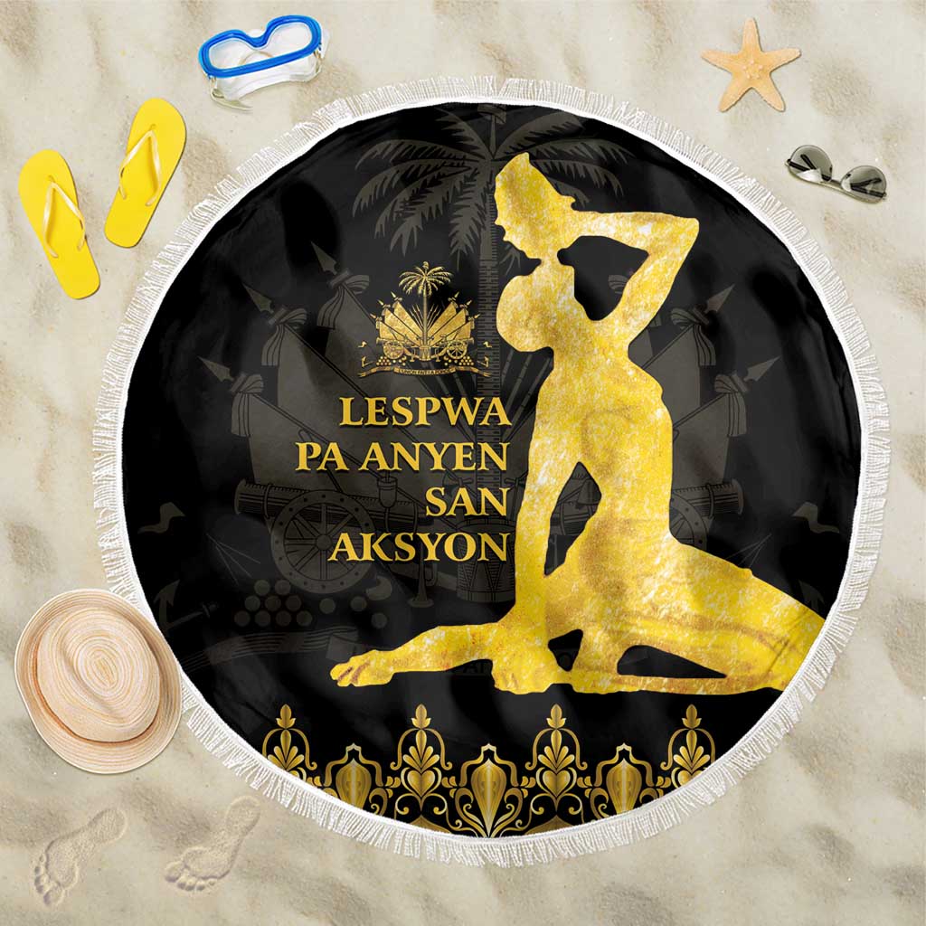 Haiti Neg Marron Gold Beach Blanket Lespwa pa anyen san aksyon LT01 One Size 150cm Gold - Polynesian Pride