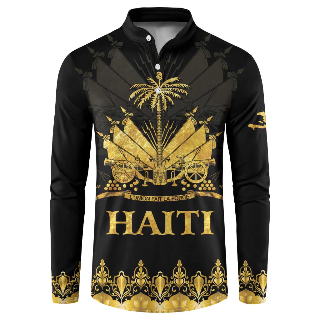 Haiti Neg Marron Gold Button Sweatshirt Lespwa pa anyen san aksyon LT01 Gold - Polynesian Pride