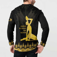Haiti Neg Marron Gold Button Sweatshirt Lespwa pa anyen san aksyon LT01 - Polynesian Pride