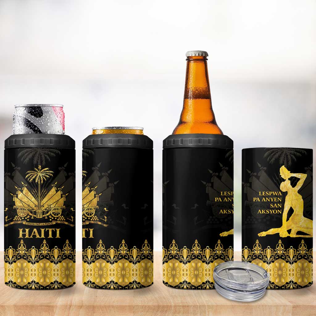 Haiti Neg Marron Gold 4 in 1 Can Cooler Tumbler Lespwa pa anyen san aksyon LT01 - Polynesian Pride