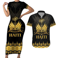 Haiti Neg Marron Gold Couples Matching Short Sleeve Bodycon Dress and Hawaiian Shirt Lespwa pa anyen san aksyon LT01 Gold - Polynesian Pride