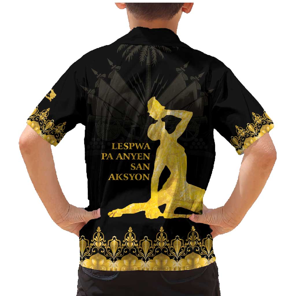 Haiti Neg Marron Gold Family Matching Mermaid Dress and Hawaiian Shirt Lespwa pa anyen san aksyon LT01 - Polynesian Pride