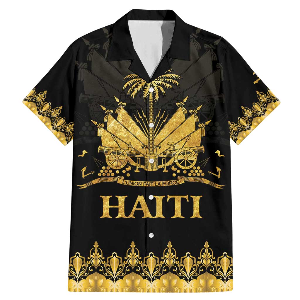 Haiti Neg Marron Gold Family Matching Mermaid Dress and Hawaiian Shirt Lespwa pa anyen san aksyon LT01 Dad's Shirt - Short Sleeve Gold - Polynesian Pride