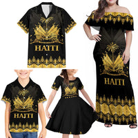 Haiti Neg Marron Gold Family Matching Off Shoulder Maxi Dress and Hawaiian Shirt Lespwa pa anyen san aksyon LT01 - Polynesian Pride