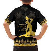 Haiti Neg Marron Gold Family Matching Puletasi and Hawaiian Shirt Lespwa pa anyen san aksyon LT01 - Polynesian Pride