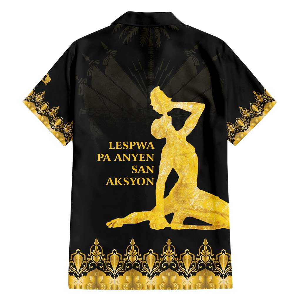 Haiti Neg Marron Gold Family Matching Puletasi and Hawaiian Shirt Lespwa pa anyen san aksyon LT01 - Polynesian Pride