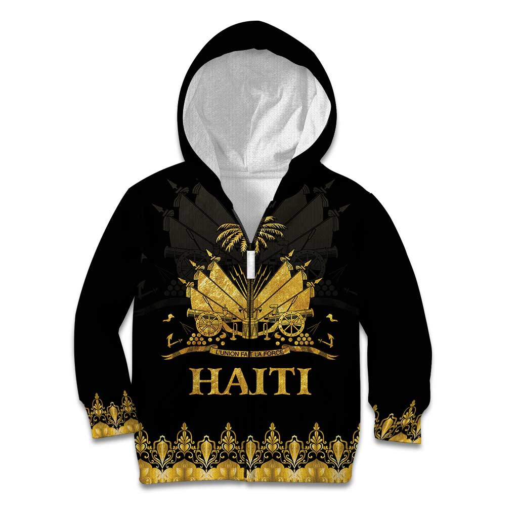 Haiti Neg Marron Gold Kid Hoodie Lespwa pa anyen san aksyon LT01 Zip Hoodie Gold - Polynesian Pride