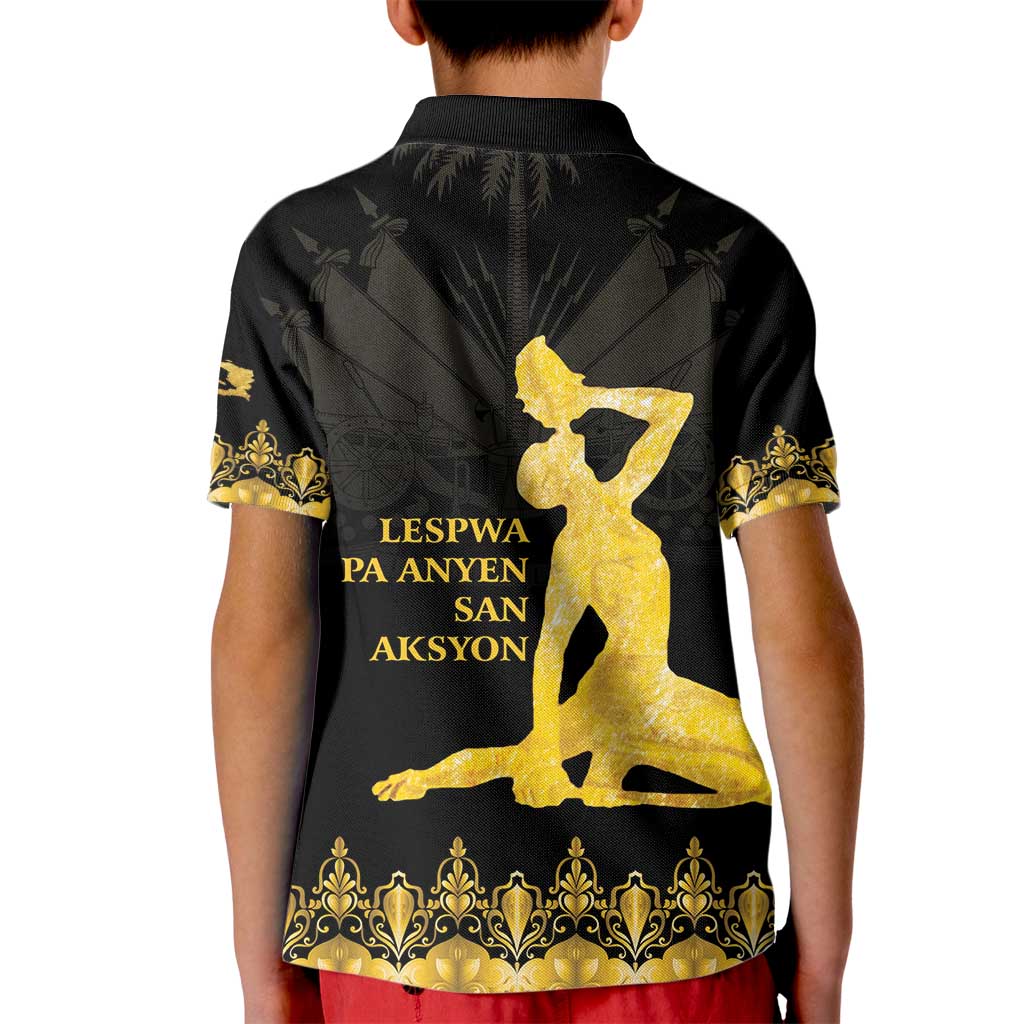 Haiti Neg Marron Gold Kid Polo Shirt Lespwa pa anyen san aksyon LT01 - Polynesian Pride