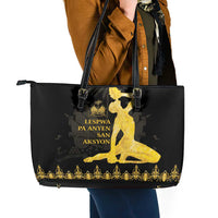Haiti Neg Marron Gold Leather Tote Bag Lespwa pa anyen san aksyon LT01 - Polynesian Pride
