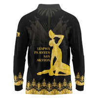 Haiti Neg Marron Gold Long Sleeve Polo Shirt Lespwa pa anyen san aksyon LT01 - Polynesian Pride