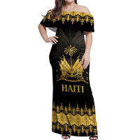 Haiti Neg Marron Gold Off Shoulder Maxi Dress Lespwa pa anyen san aksyon LT01 Women Gold - Polynesian Pride
